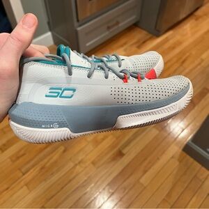 Under Armour Youth Kids Curry  Grey Teal Pink Steph Curry 3Zero III Sz 3.5y
